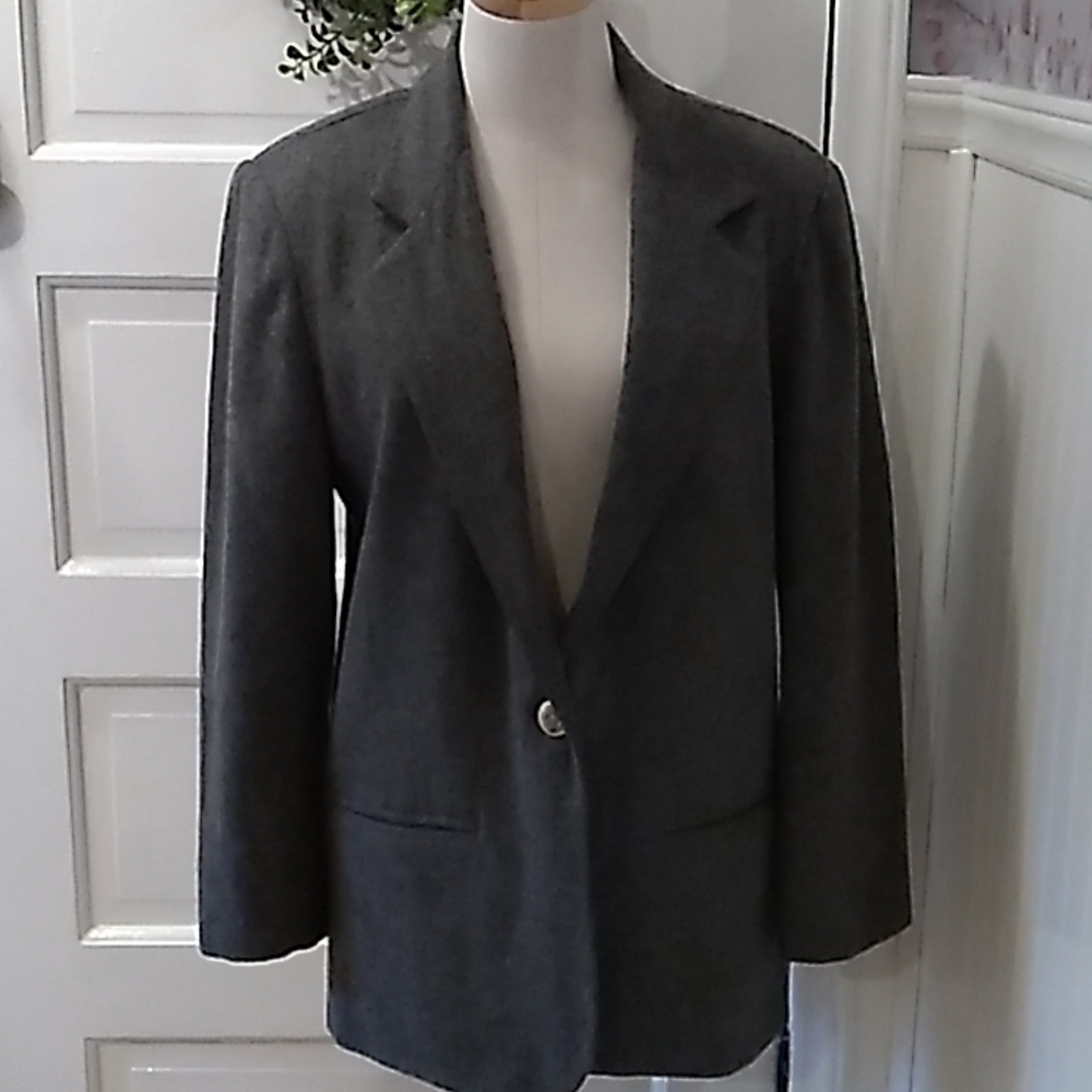 Sag Harbor gray wool blend blazer jacket 10